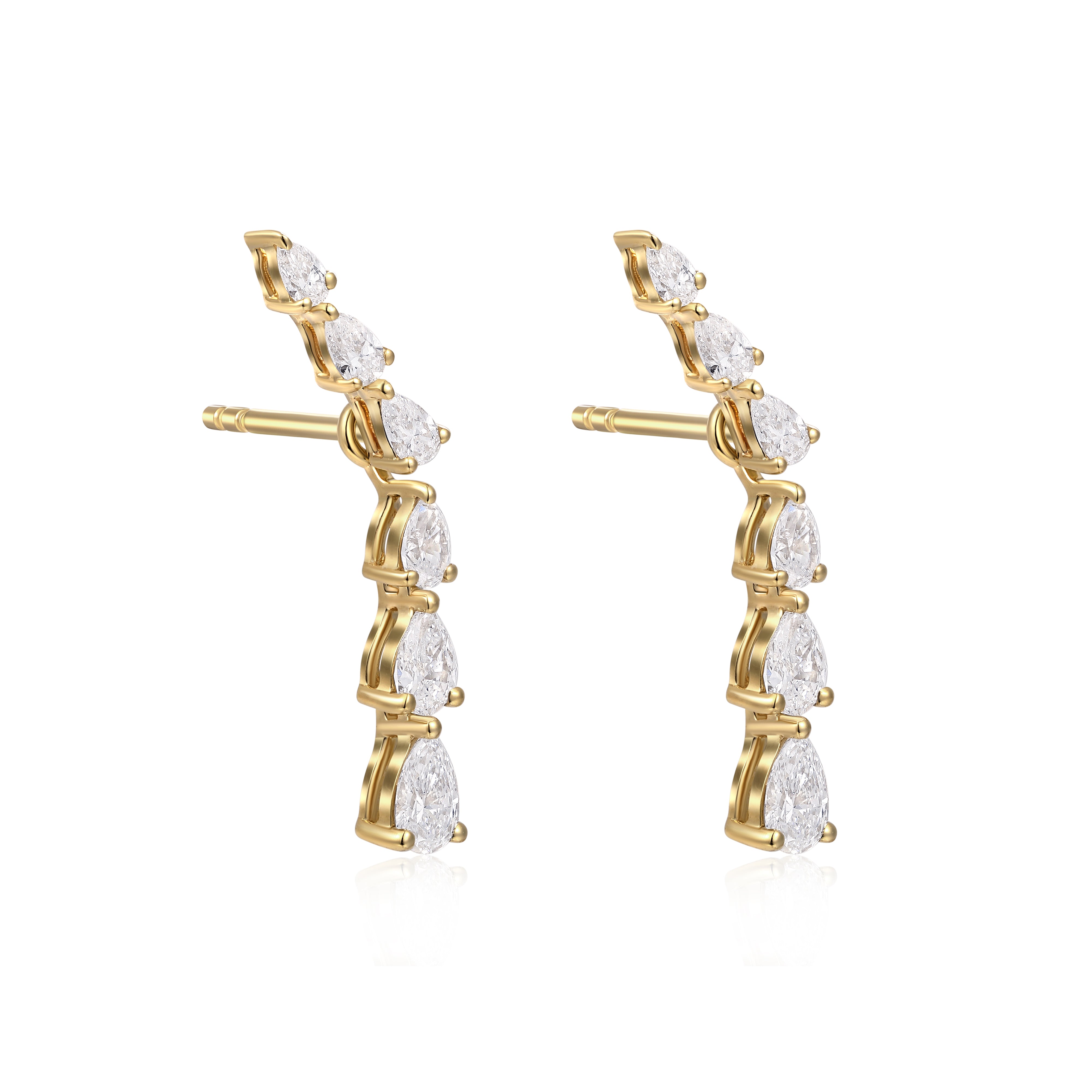 lab grown pear diamond earrings with detachable drop in 10 karat yellow gold