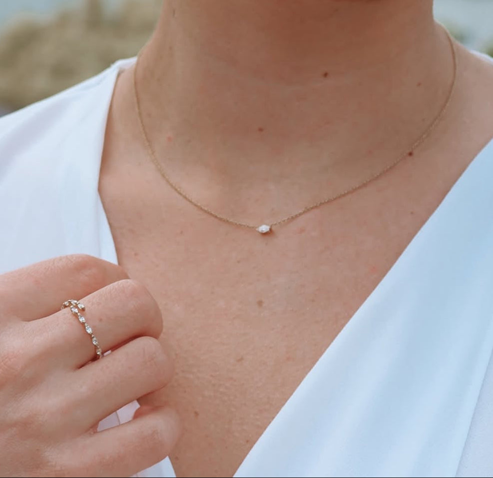 marquise lab diamond necklace in 10 karat yellow gold