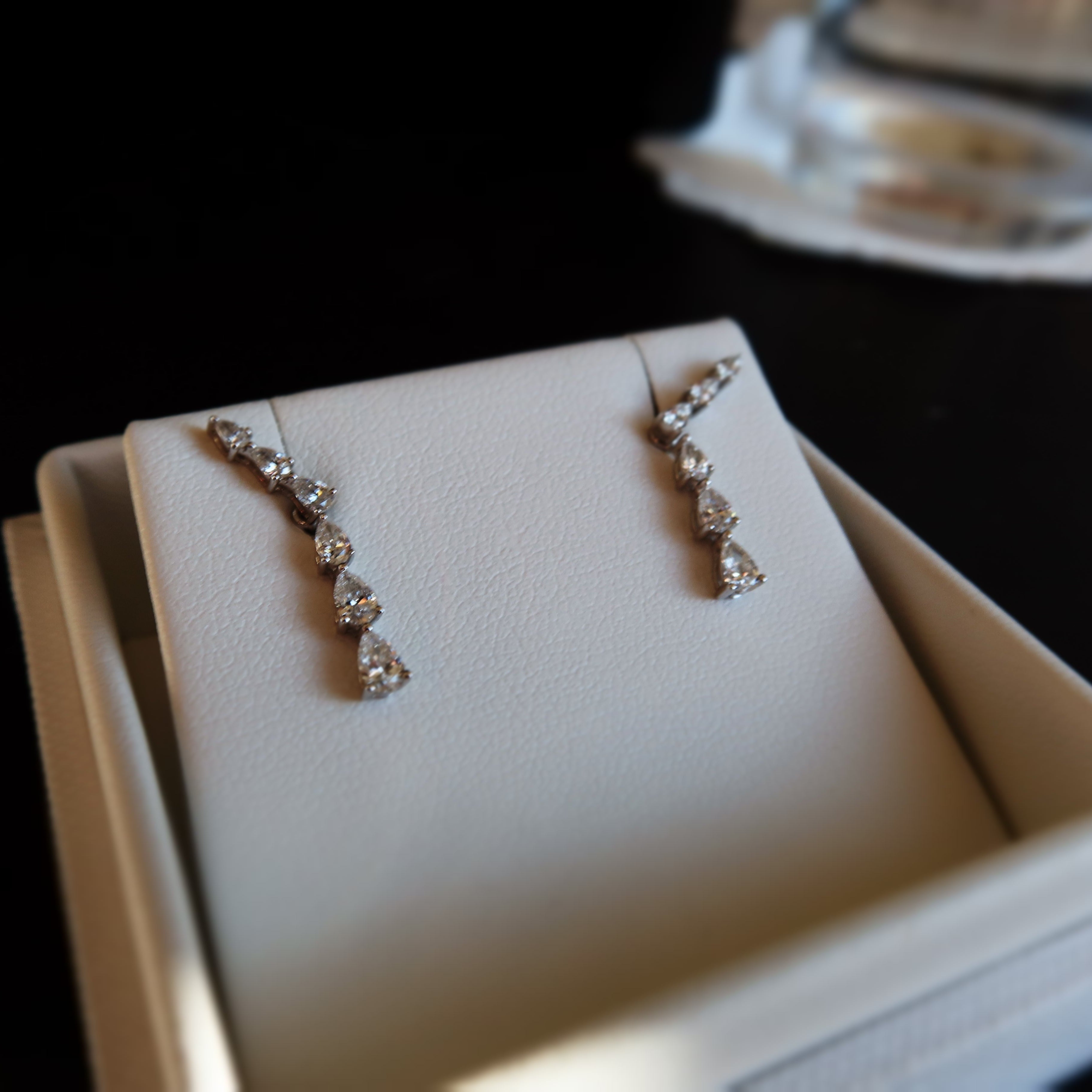 lab grown pear diamond earrings with detachable drop in 10 karat white gold