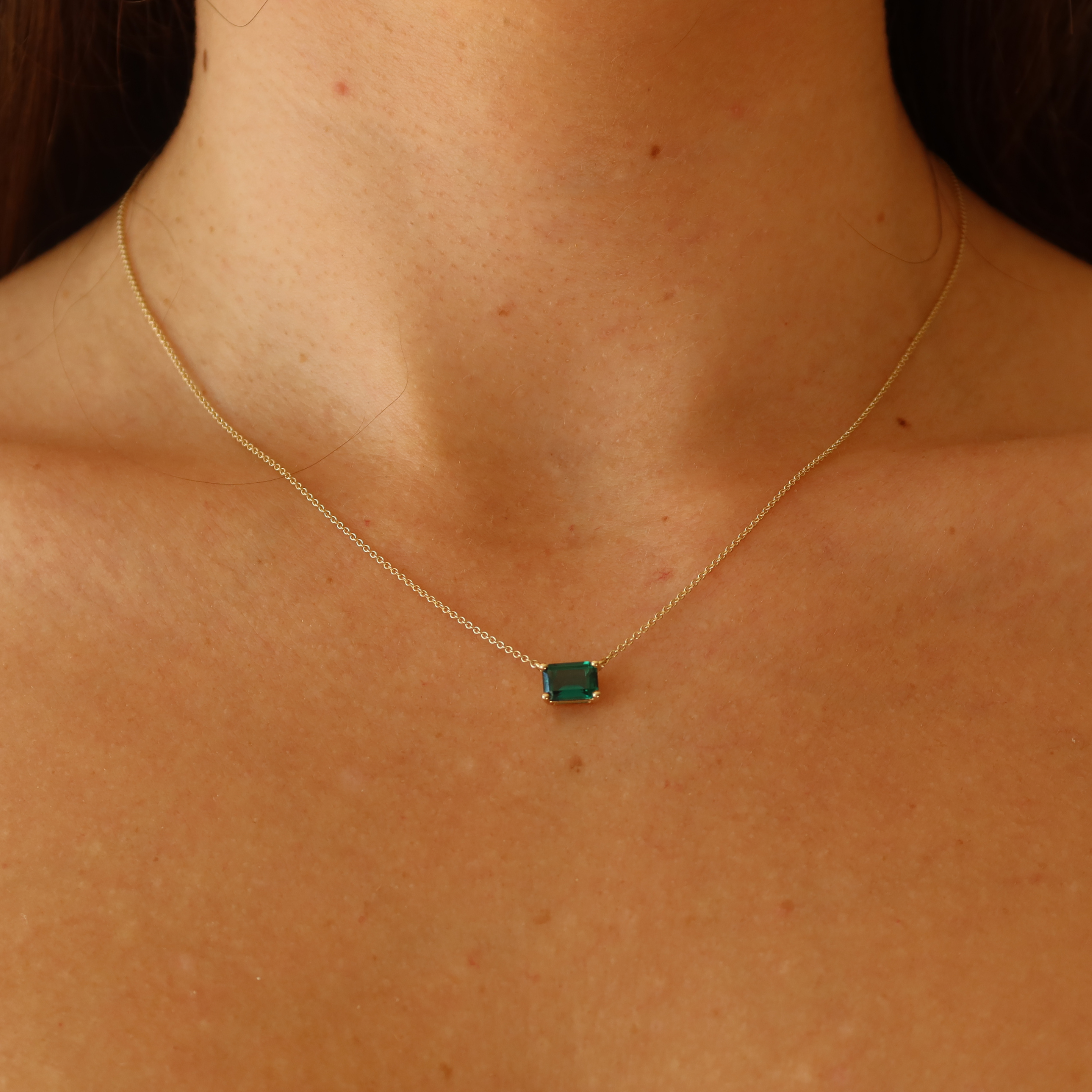 emerald solid gold necklace 10k - perfect gift idea for her