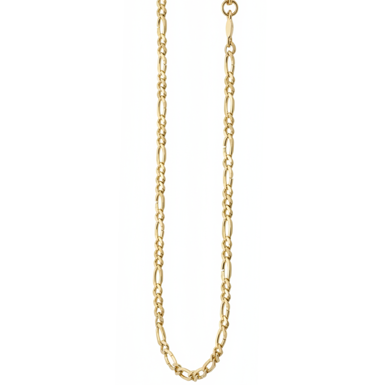 9 karat yellow gold figaro chain with alternating oval and round links