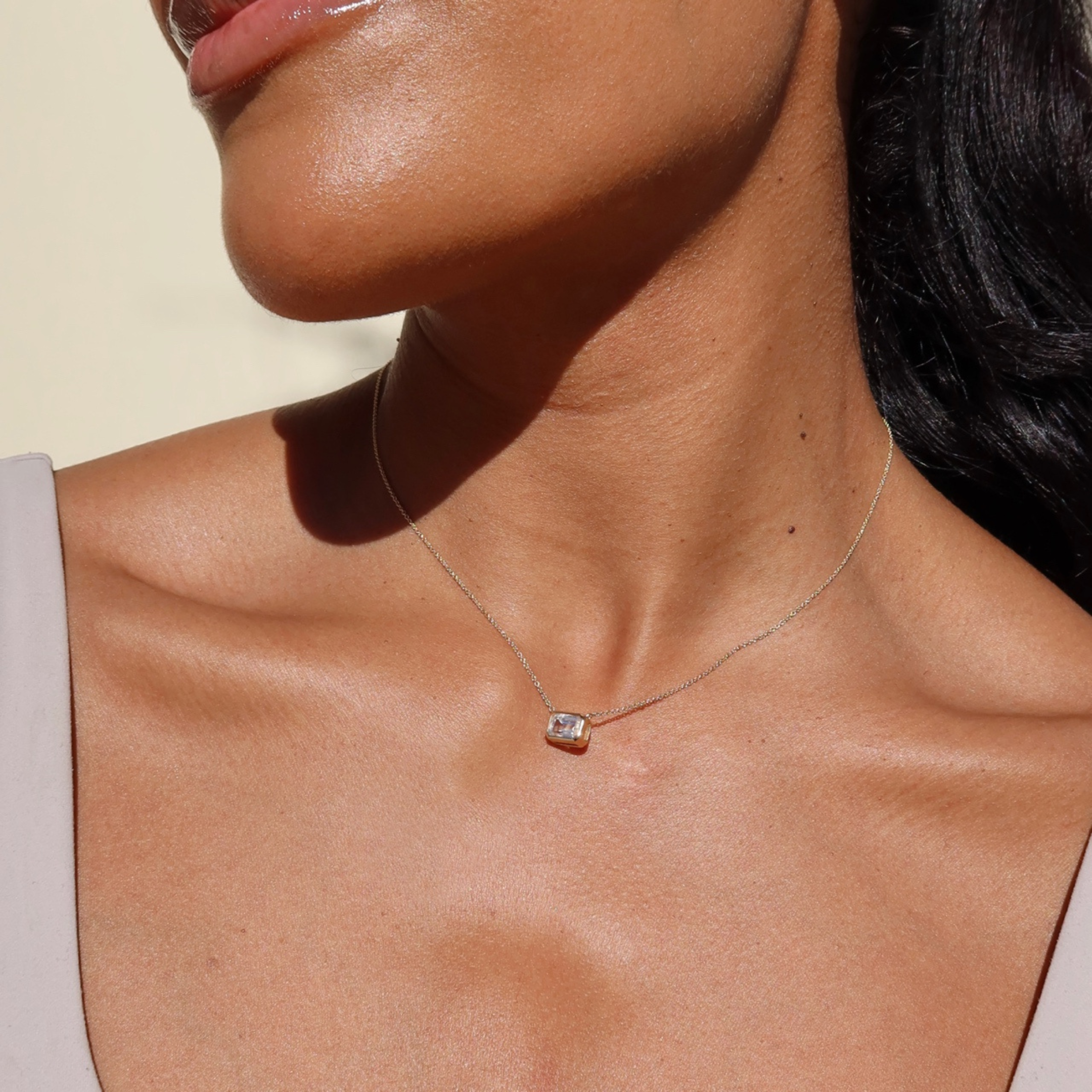 solid gold necklace with stone - affordable fine jewellery sydney