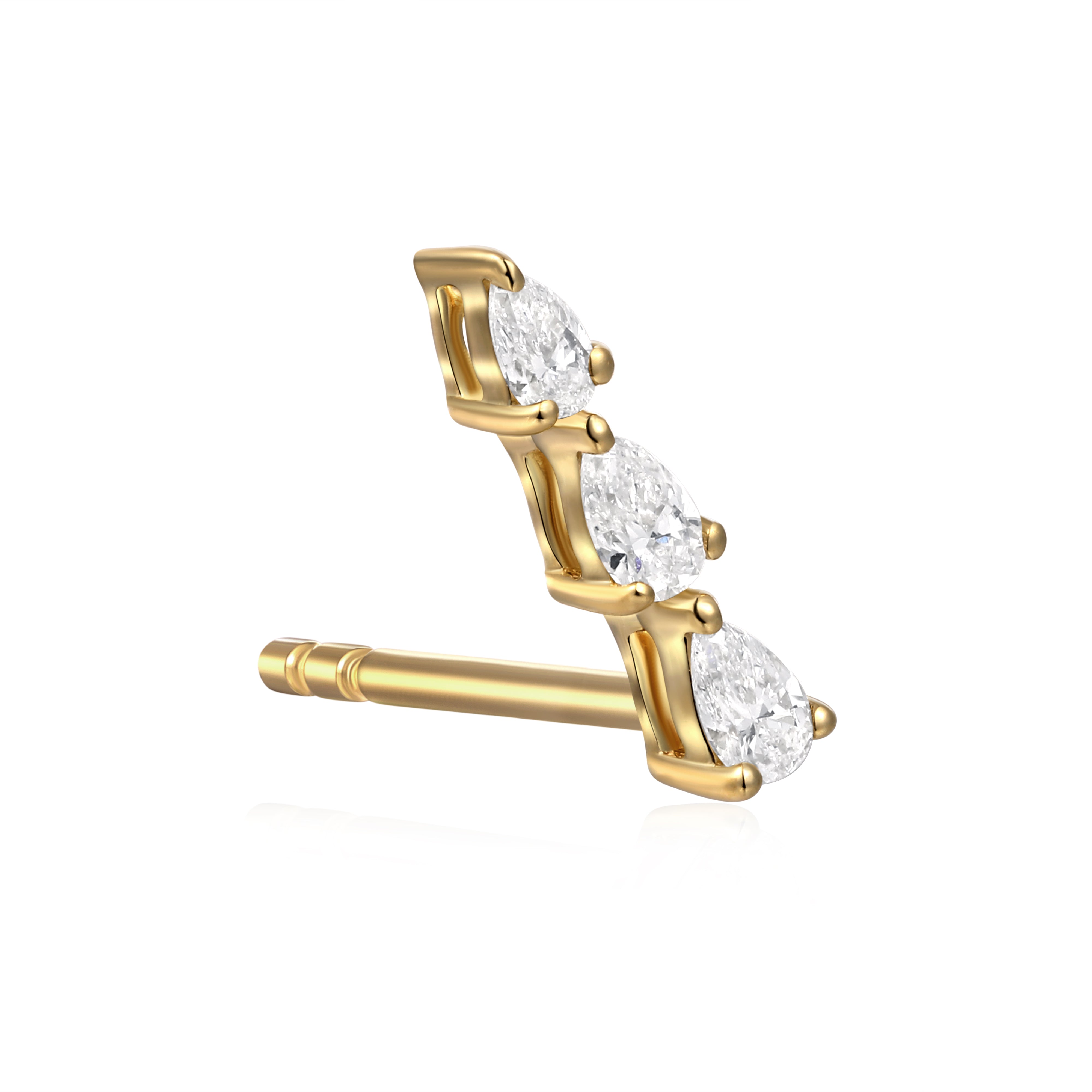 lab grown pear diamond earrings with detachable drop in 10 karat yellow gold