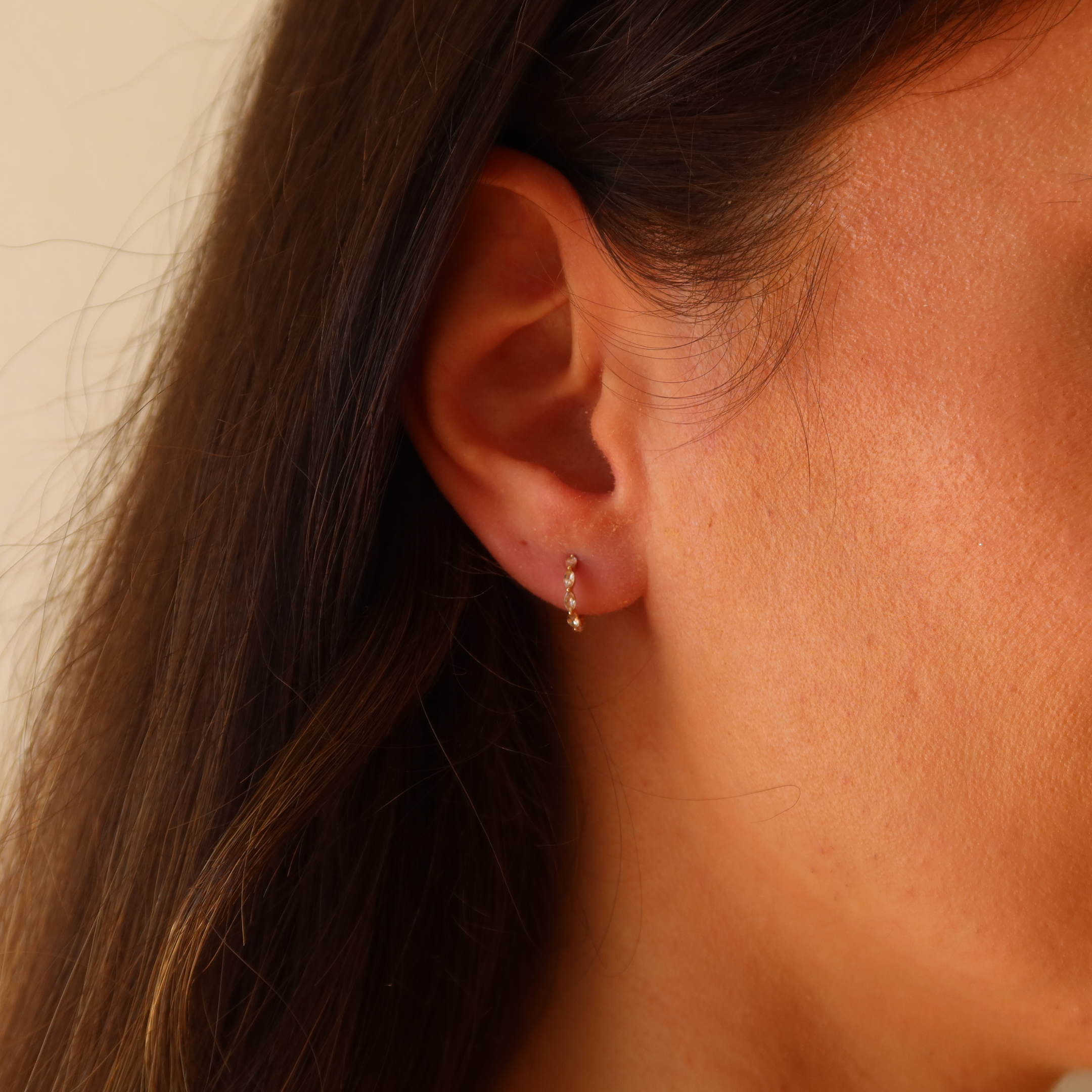 solid gold diamond hoop earrings - stackable earrings