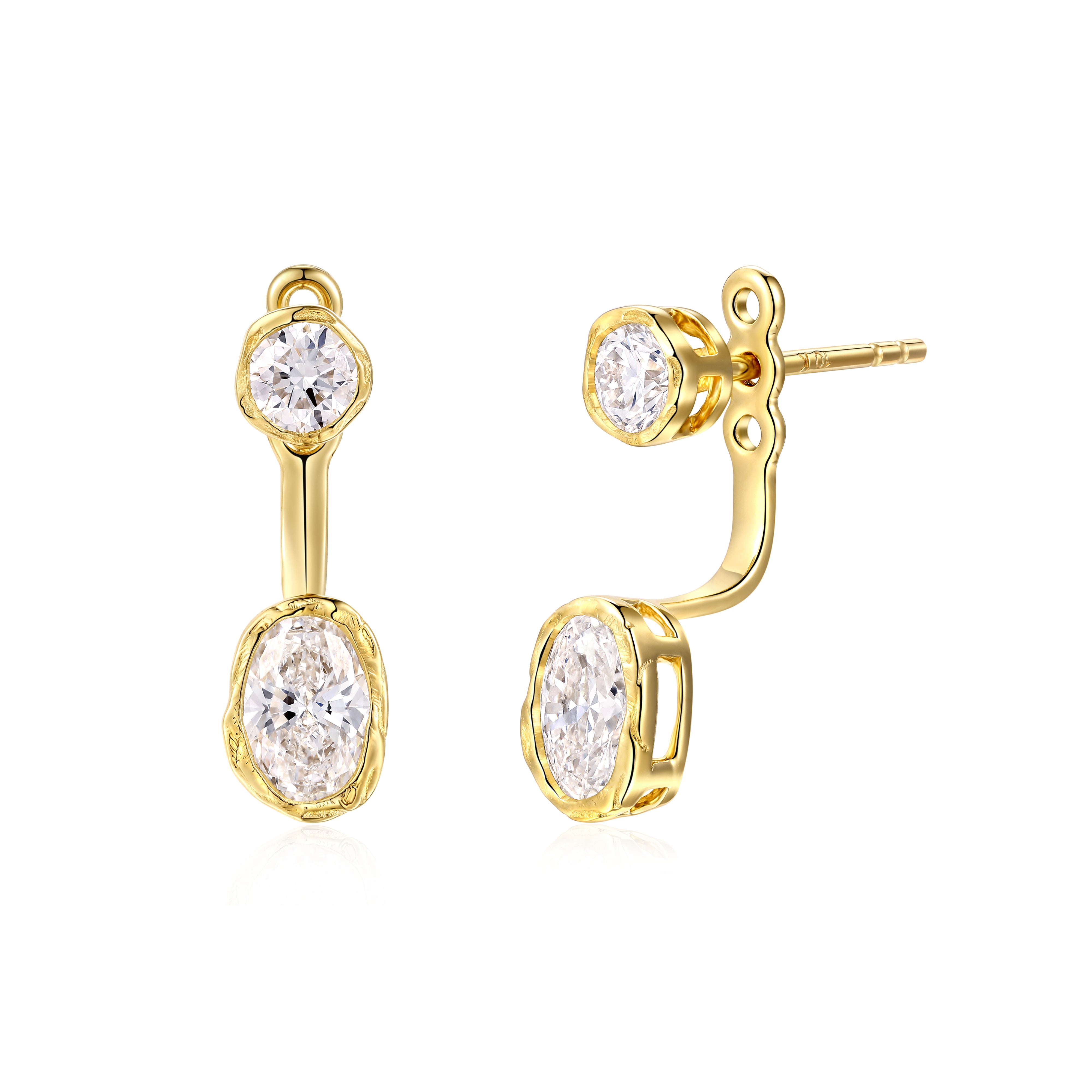Lab Diamond Stud Earrings with Detachable Ear Jacket