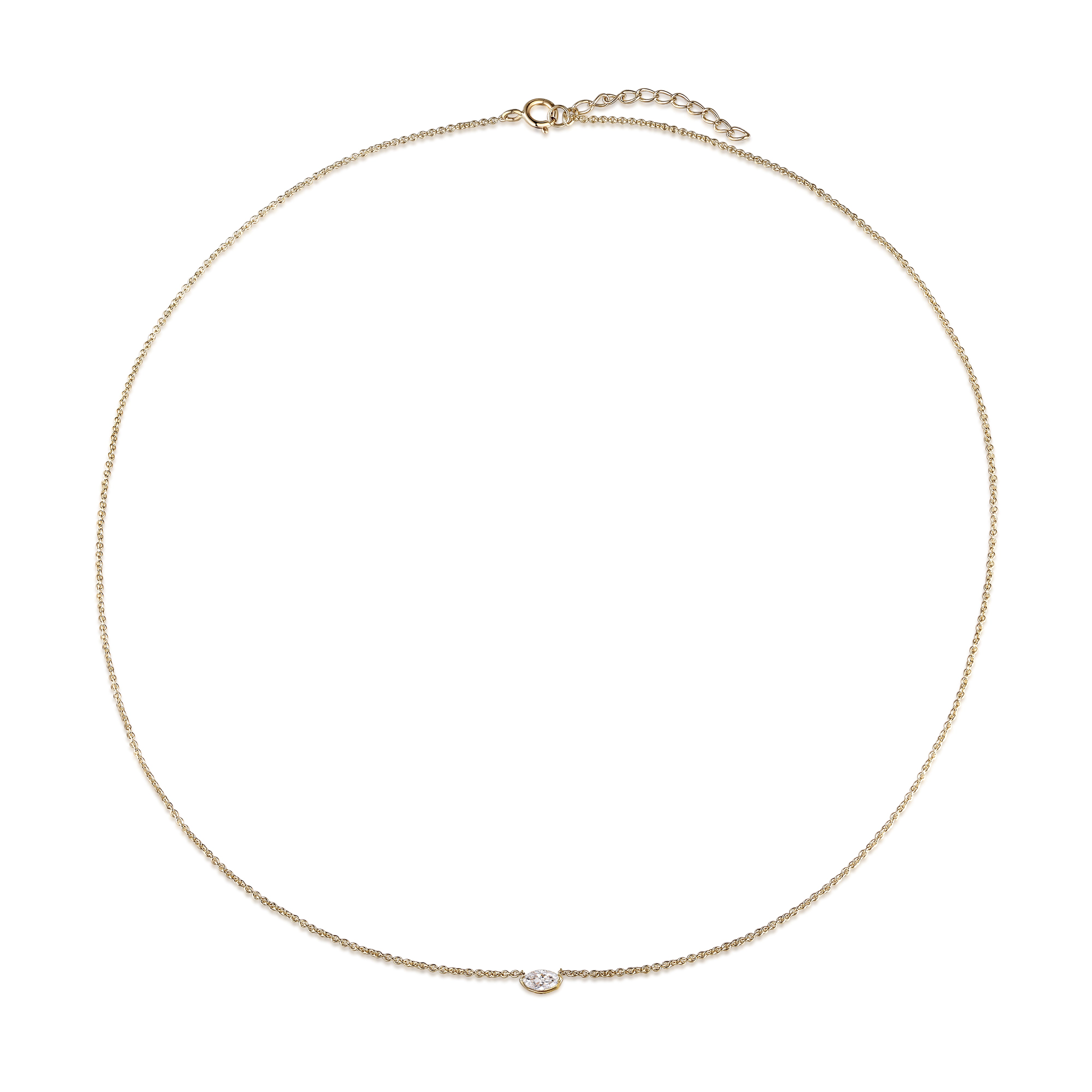 marquise lab diamond necklace in 10 karat yellow gold