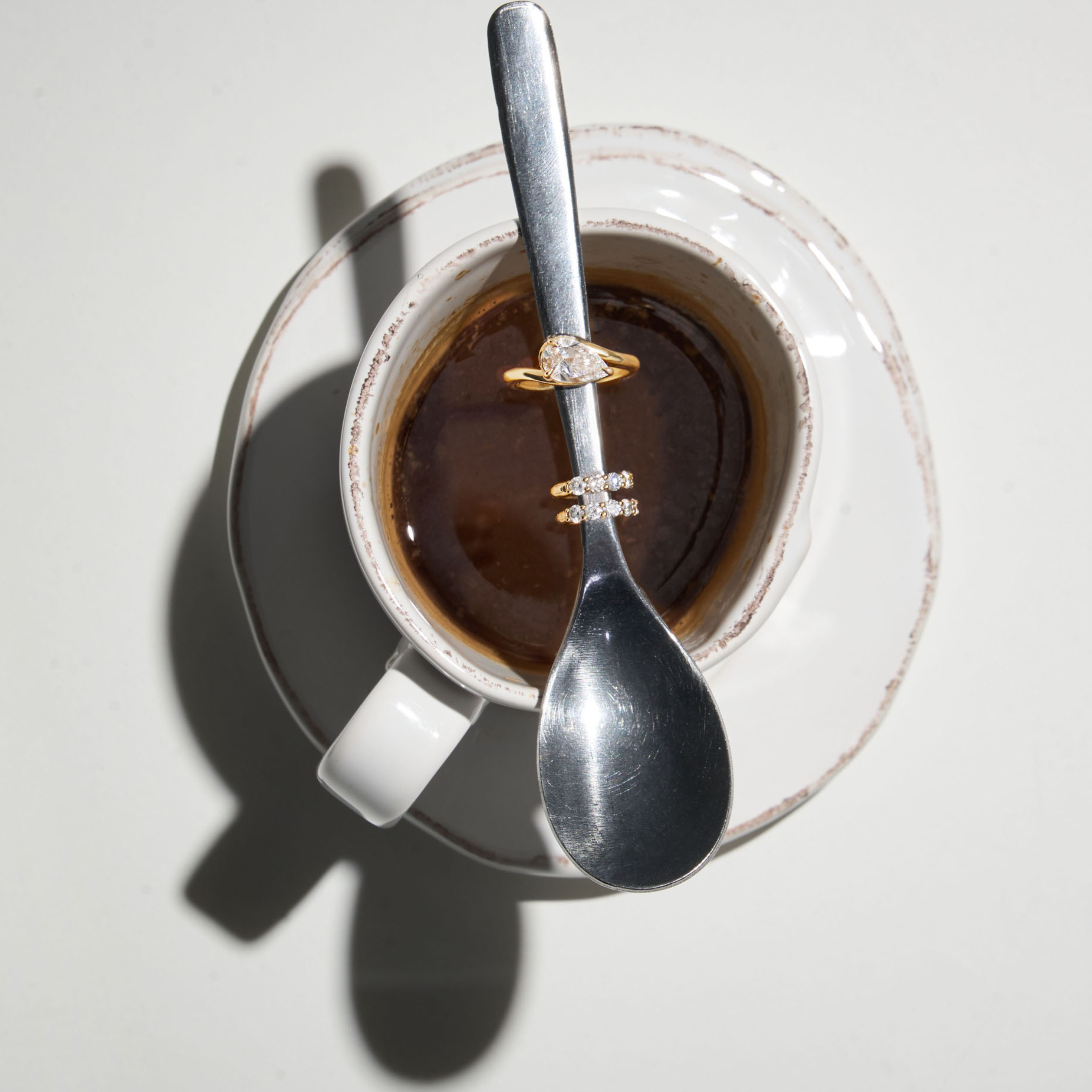 diamond earrings with pear diamond ring