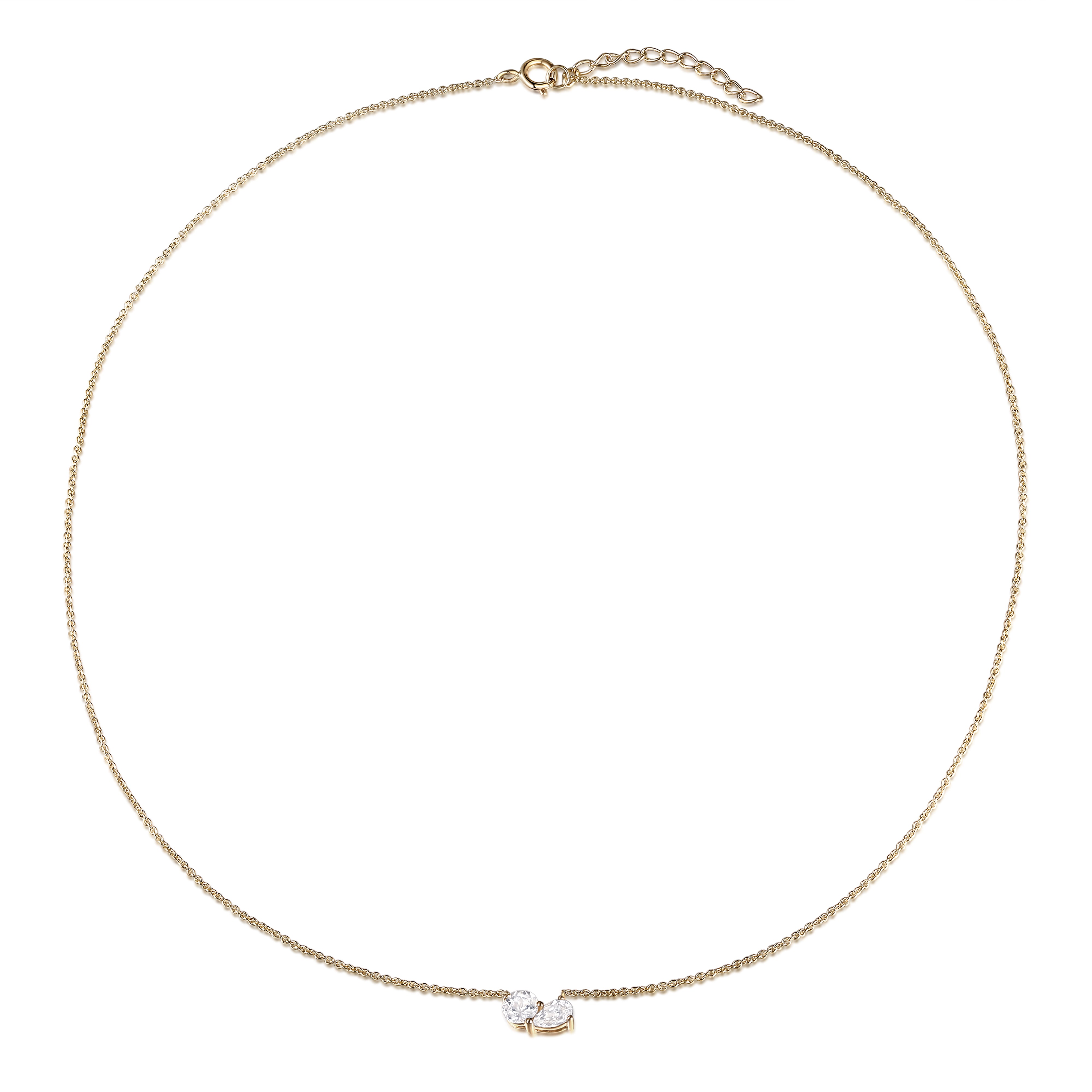 two stone gold necklace 10K - perfect gift for her 
