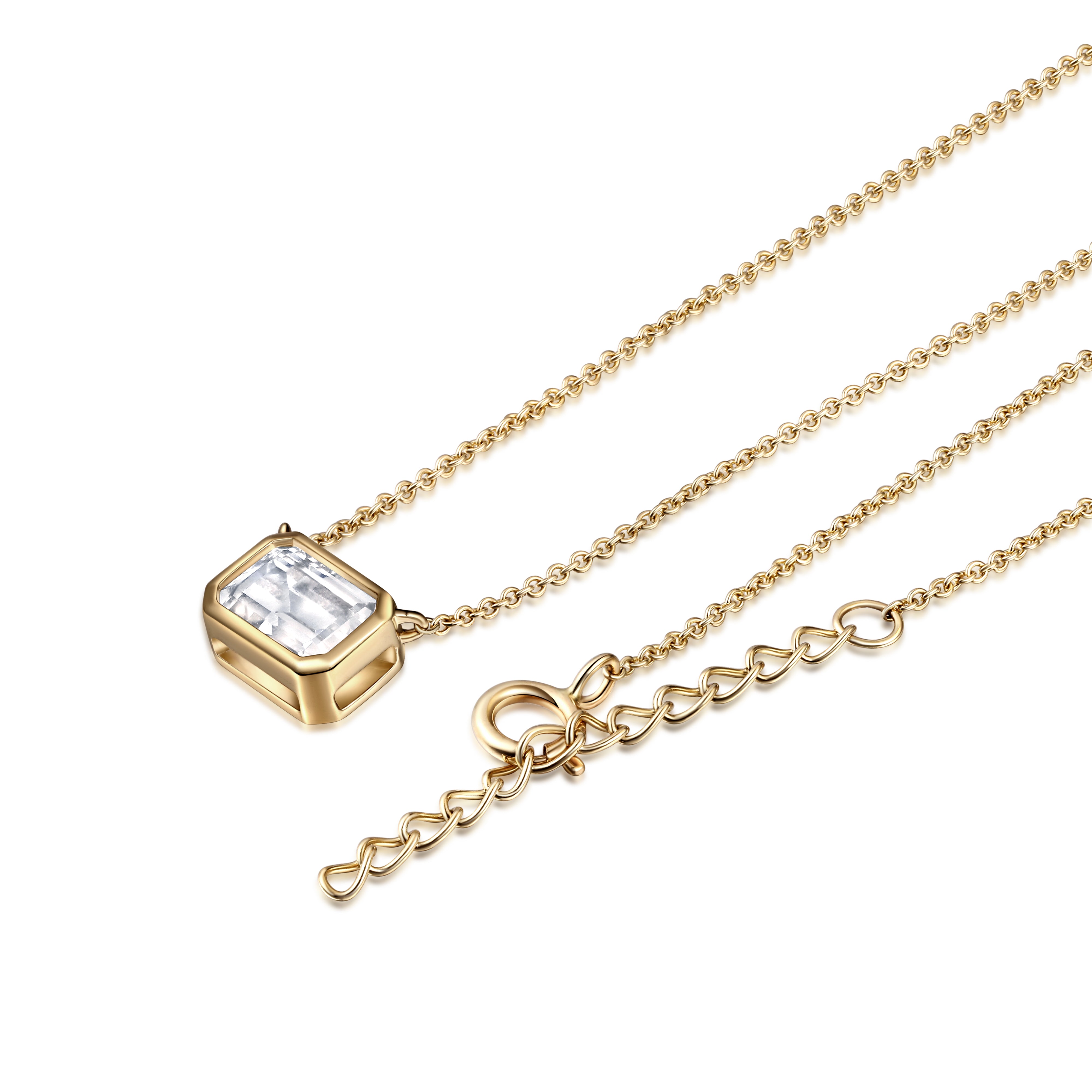 solid gold necklace 10k with white stone - fine jewellery