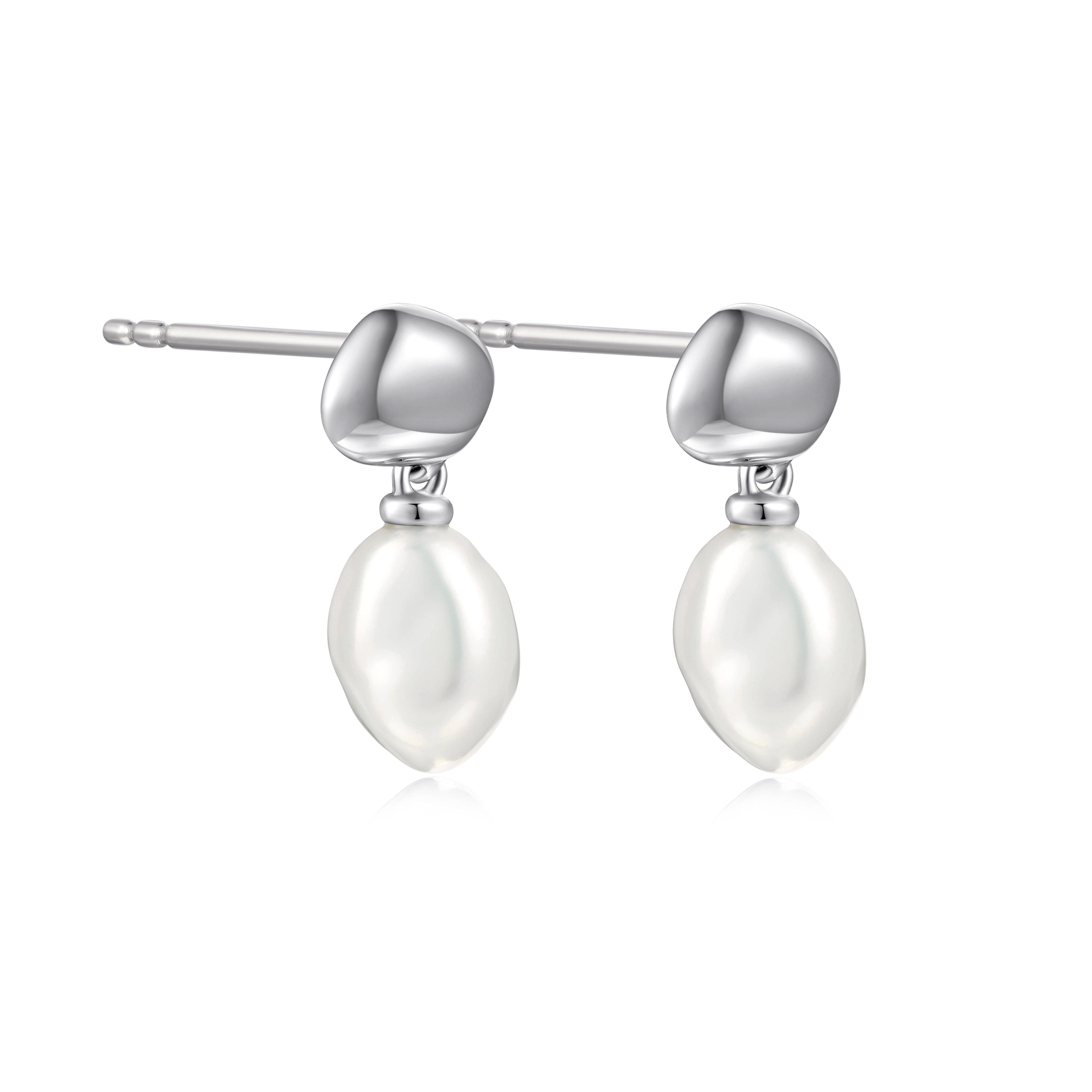 white gold pearl drop earrings - perfect gift for her 