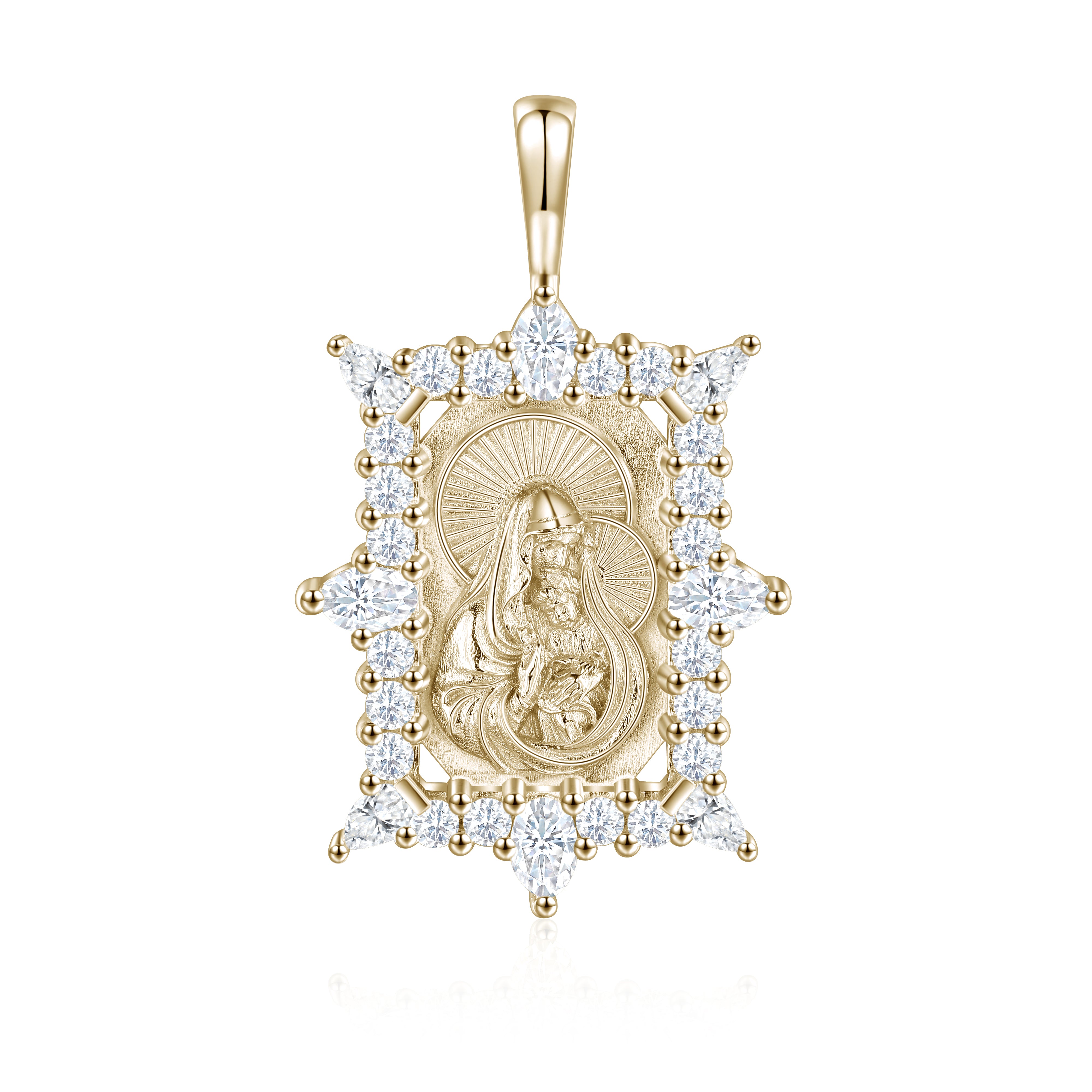 Gold Madonna Lab Diamond Pendant