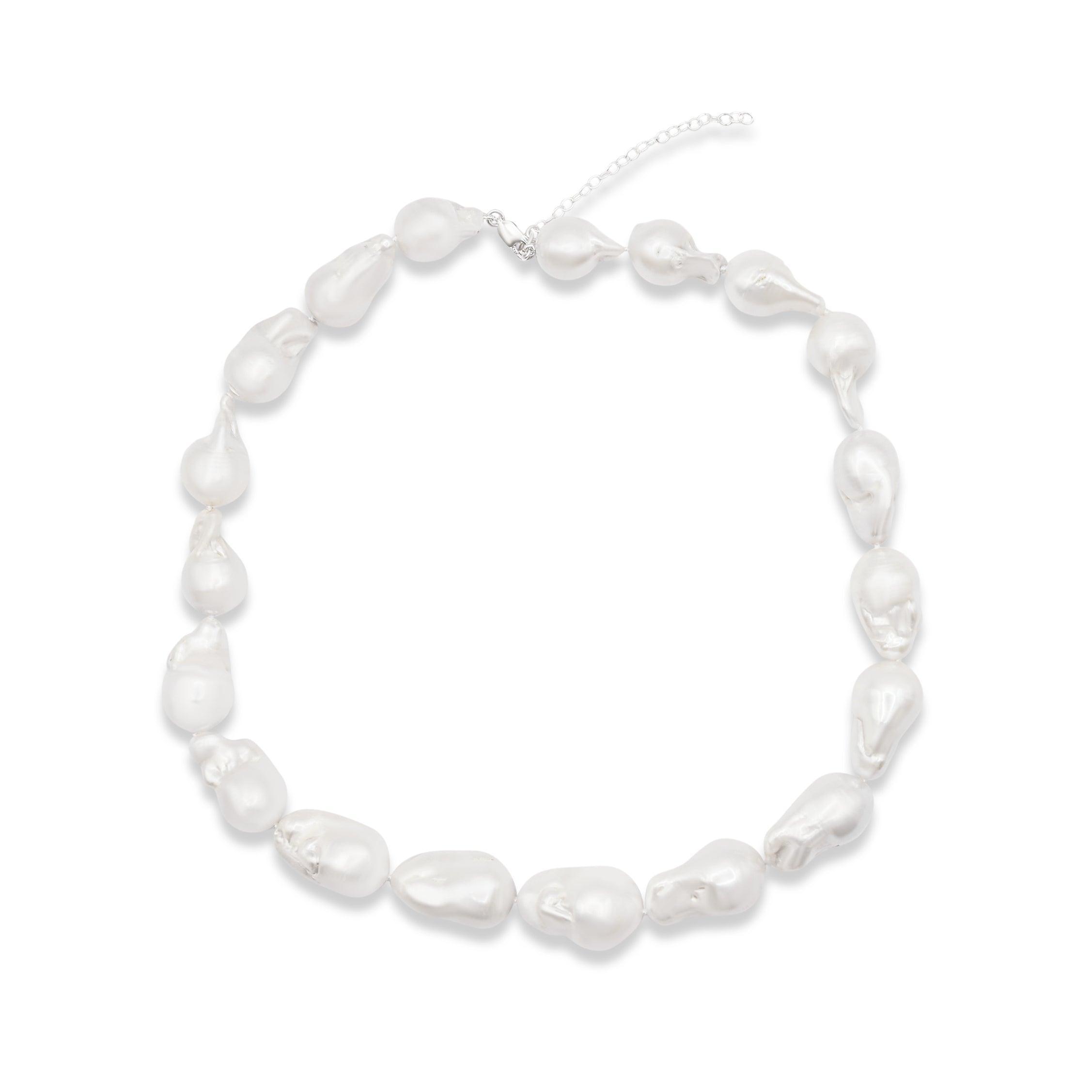 chunky baroque pearl necklace with sterling silver backing
