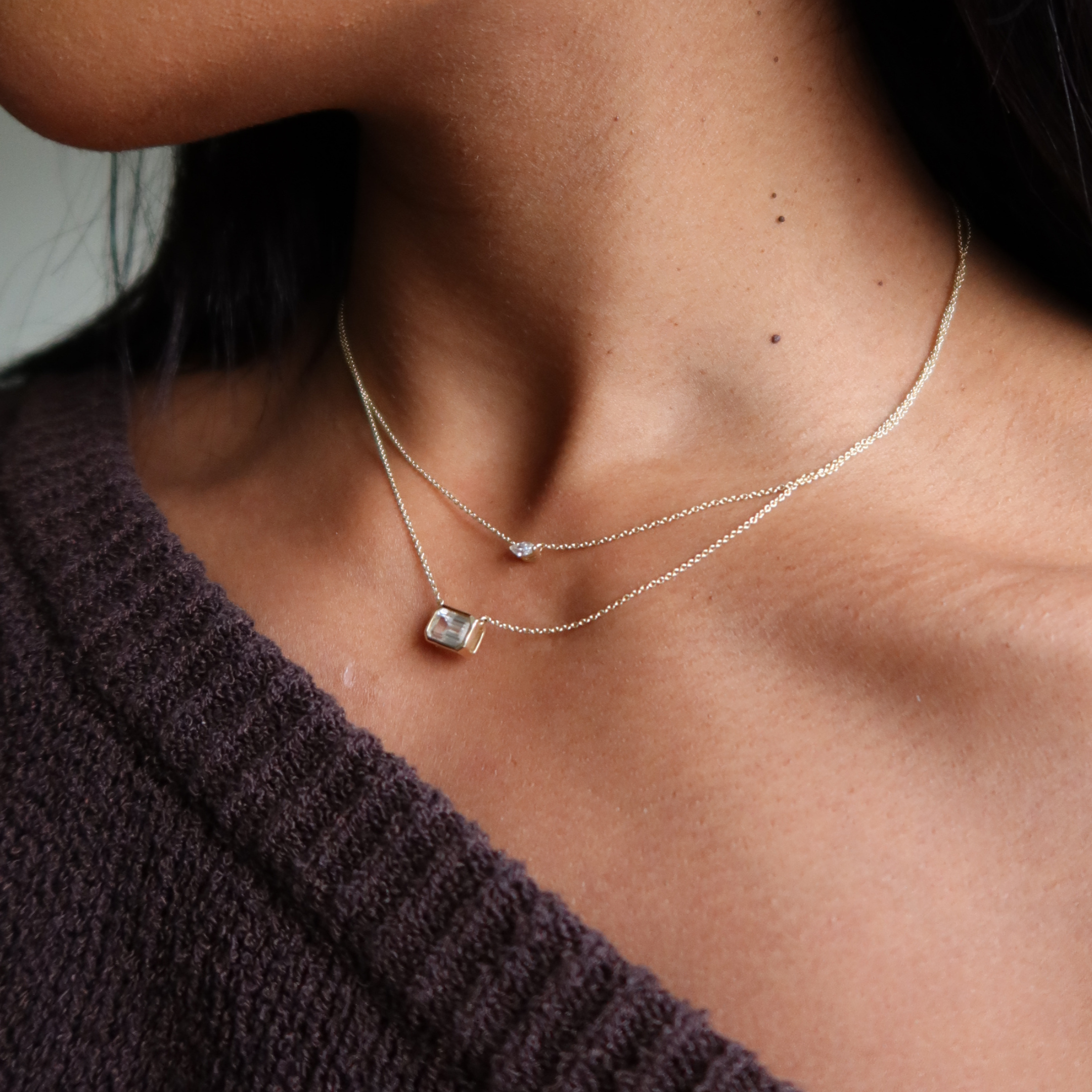 marquise lab diamond necklace in 10 karat yellow gold