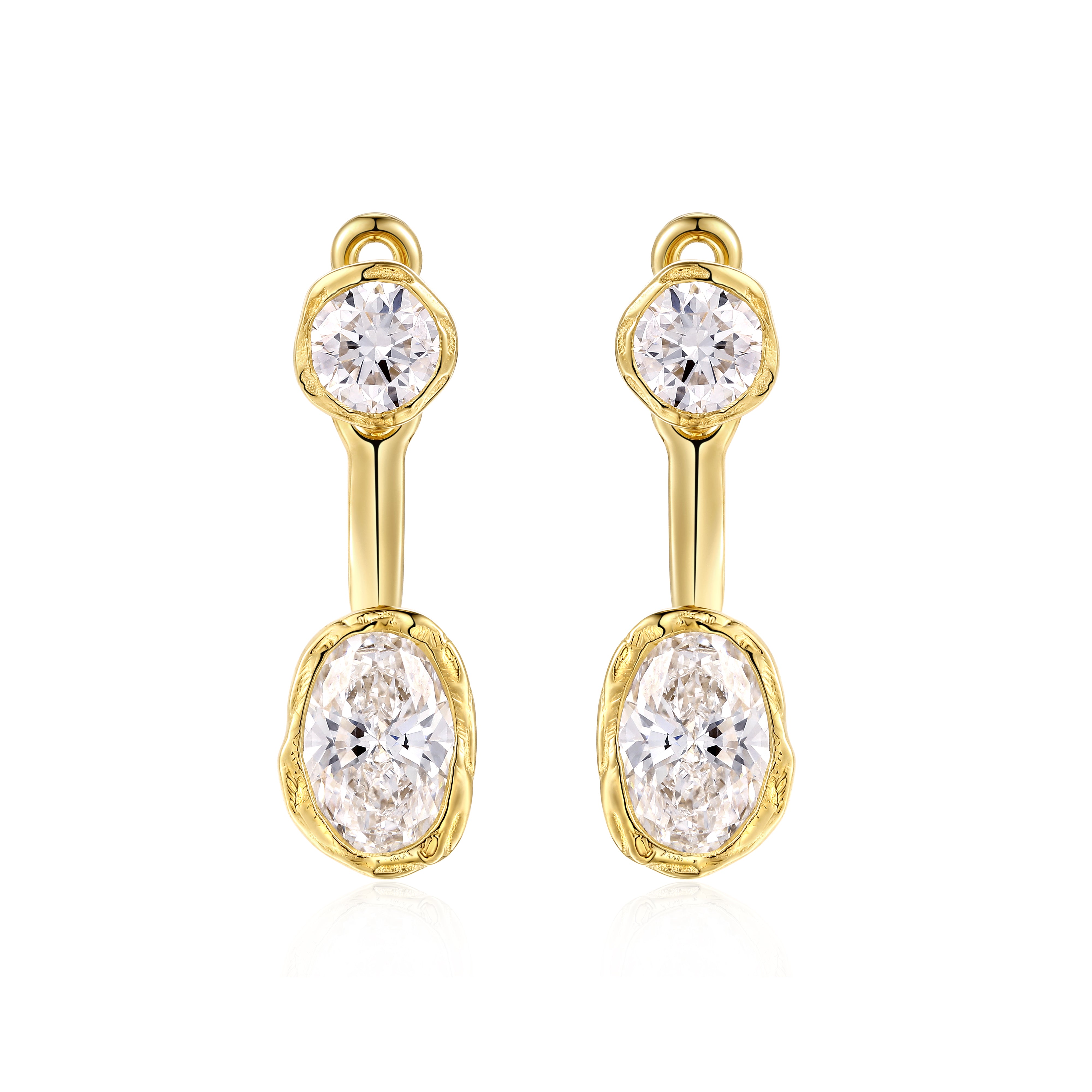 Lab Diamond Stud Earrings with Detachable Ear Jacket