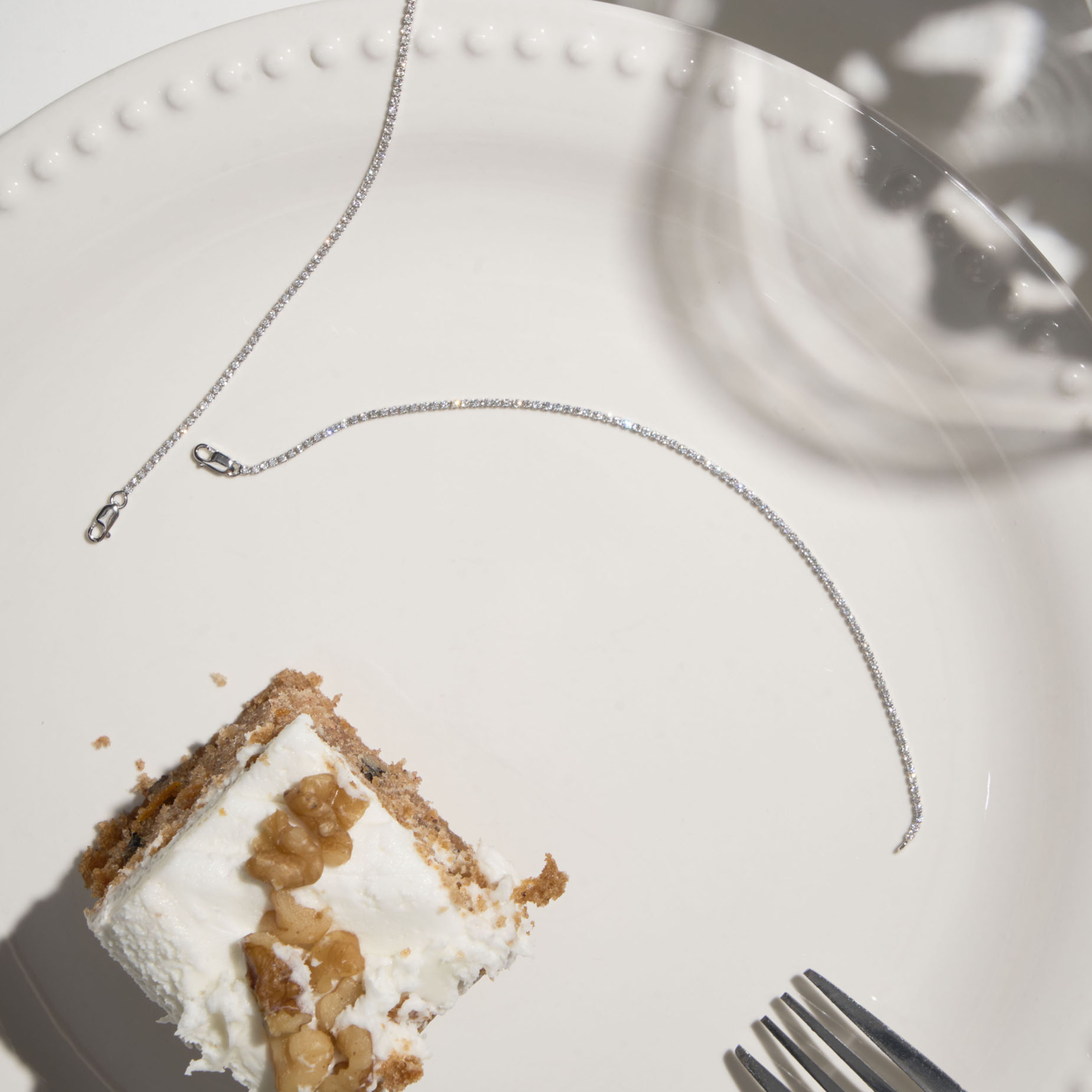 diamond tennis bracelet with cake