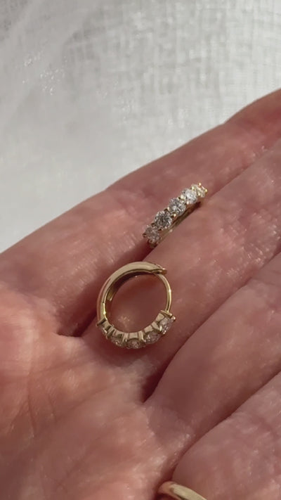 lab diamond huggie earrings in 10 karat yellow gold